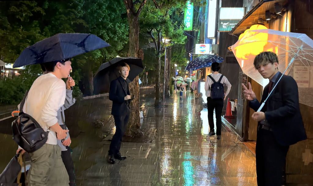 Raining Pontocho District, Streets of Kyoto, Japan.